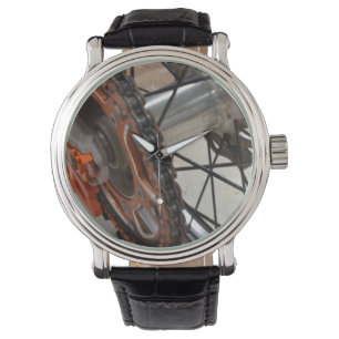 Pulsera Rueda de bicicleta sucia, reloj de pulpa de cuero.