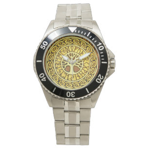 Pulsera Runas de Viking con el reloj del acero inoxidable