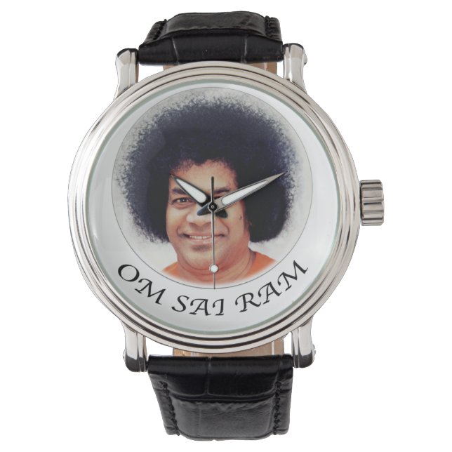 Pulsera Sathya Sai Baba reloj de cuero ventilado (Anverso)