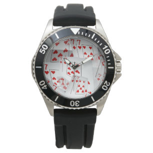 Pulsera Siete, tarjetas de póquer, reloj de caucho negro p