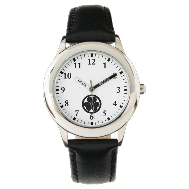 Pulsera Sordera de madera en el reloj circular (Anverso)