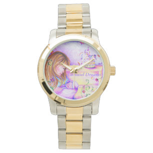 Pulsera Sueños de carrusel de dos tonos con reloj de oro y