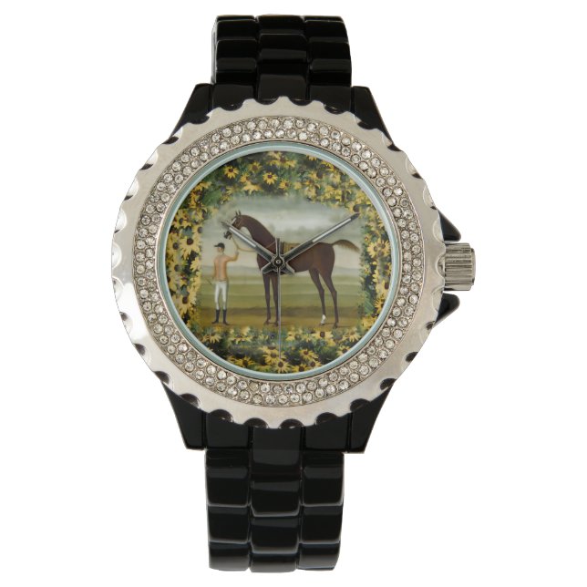 Pulsera Susan con ojos negros y reloj de jockey de caballo (Anverso)
