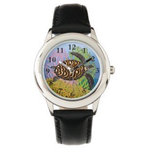 Pulsera Tortuga de mar de Hawksbill en el reloj de los