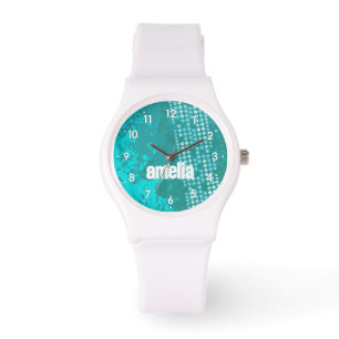 Pulsera Trullo abstracto de la aguamarina numerado reloj