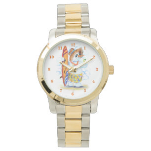 Pulsera Un divertido reloj con un surfista de Snowman