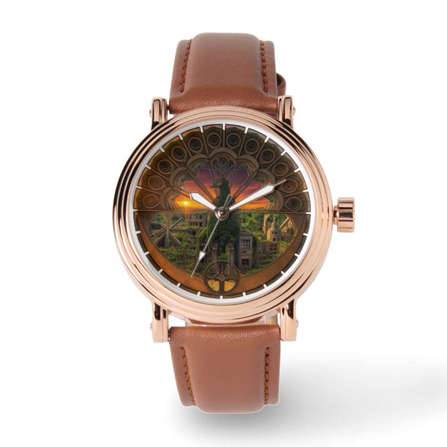 Pulsera Un reloj con un símbolo de pavo real dentro (Anverso)