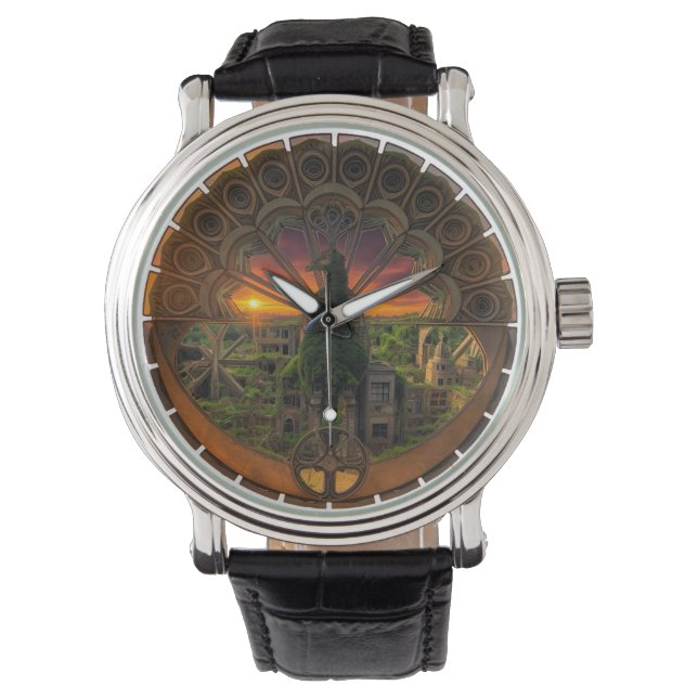 Pulsera Un reloj con un símbolo de pavo real dentro (Anverso)