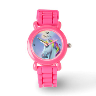 Pulsera Un reloj de unicornio en el cabello del arcoiris c