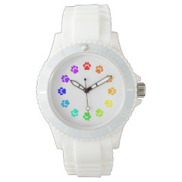 Pulsera Viñeta de arco iris reloj de mujeres blancas