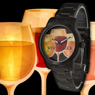 Pulsera Vino O Reloj De Acuarela Artístico
