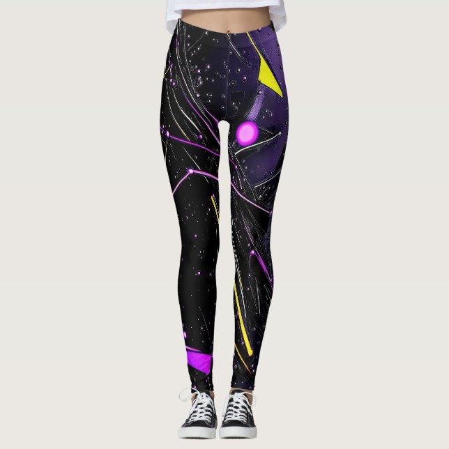 Pulso cósmico Neón Futurista Galaxia Leggings (Anverso)
