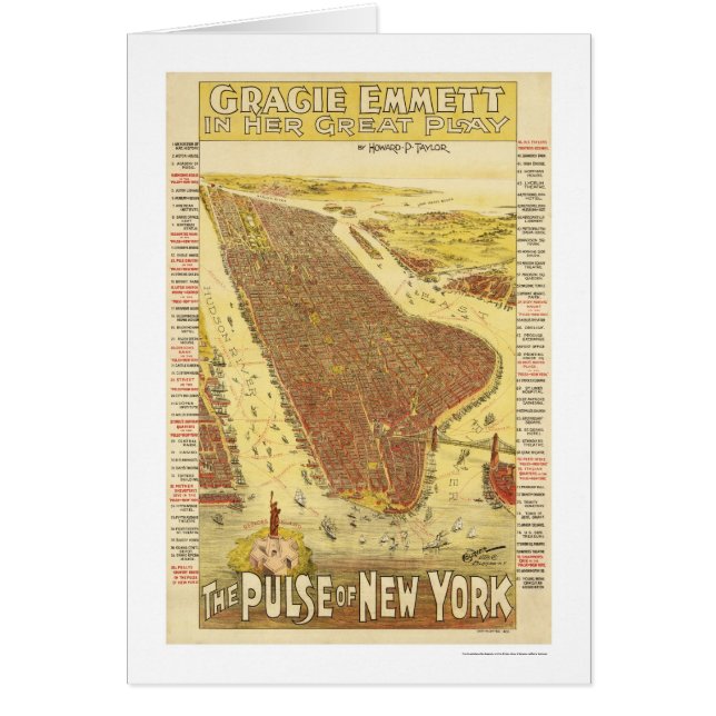 Pulso del mapa 1891 de Nueva York (Frente)