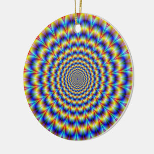 Pulso psicodélico en ornamento azul y amarillo