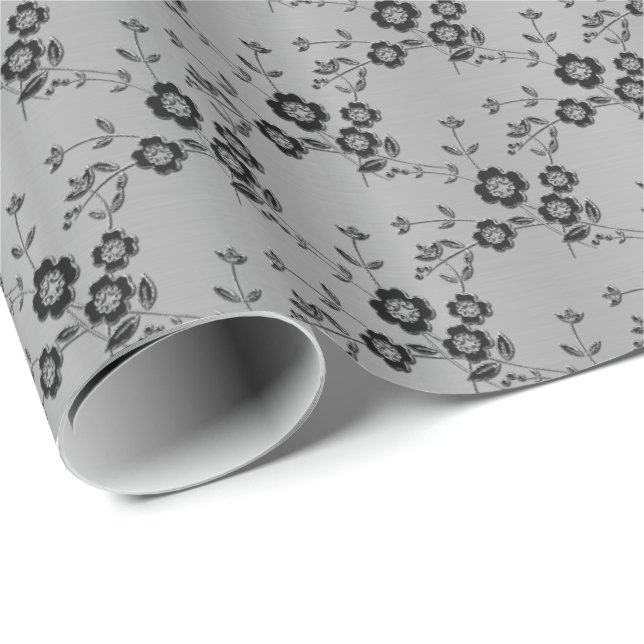 Pulverización floral, PAPEL DE RAPAS DE 1 PLATA DE (Esquina del rollo)
