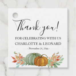 Pumkins de otoño Gracias etiqueta