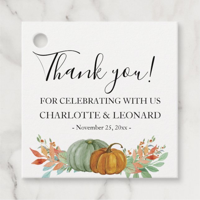 Pumkins de otoño Gracias etiqueta (Anverso)