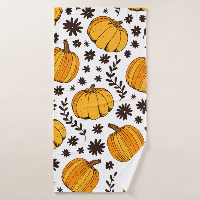 Pumpkin color seamless pattern, hand drawn squash  (Toalla de baño)