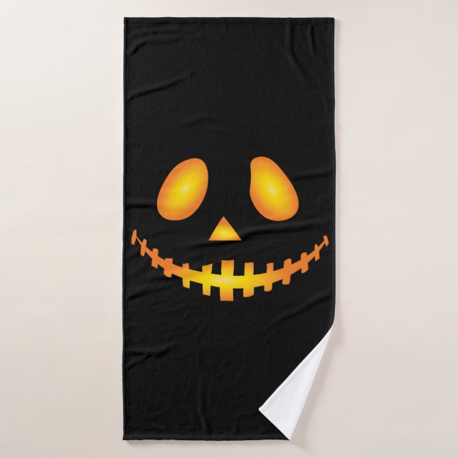 Pumpkin Face Halloween Jack O Lantern Spooky (Toalla de baño)