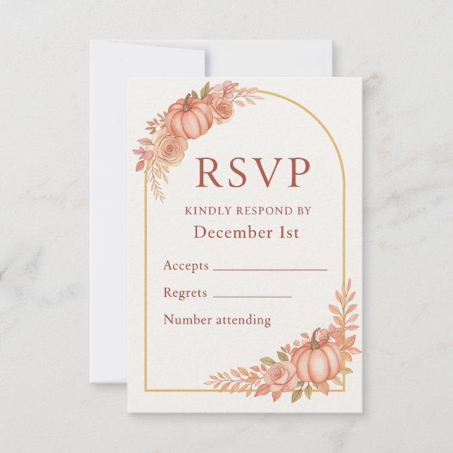Pumpkin Floral Fall Baby Shower RSVP Card (Anverso)