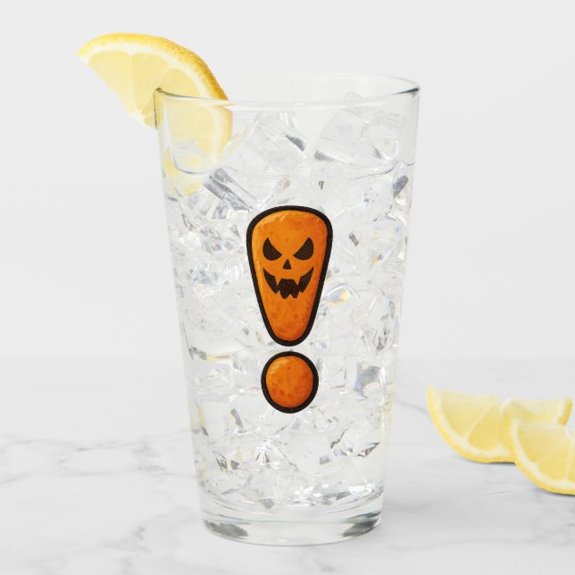 Pumpkin Halloween Exclamation Mark Glass (Anverso (hielo))