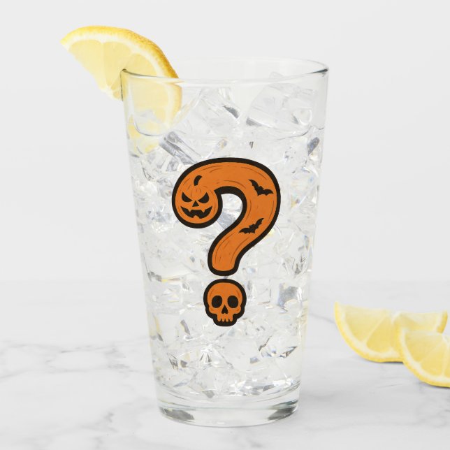 Pumpkin Halloween Question Mark Glass (Anverso (hielo))