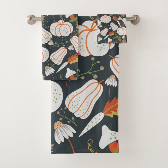 Pumpkin seamless pattern floral black and white (In situ)