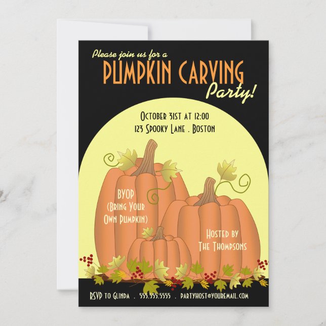 Pumpkins and Moonlight Party Invitación (Anverso)