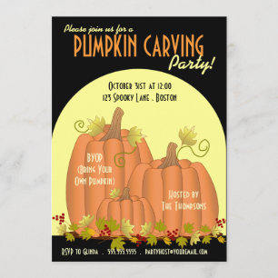 Pumpkins and Moonlight Party Invitación