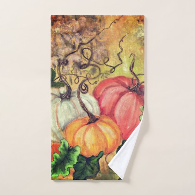 Pumpkins Bath Towels Halloween - Painting (Toalla de mano)