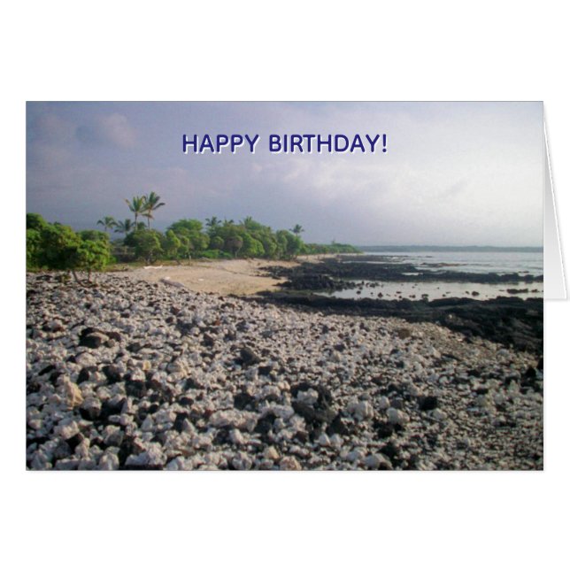 Punaluʻu Playa de Arena Negra Cumpleaños Hawaii (Anverso (Horizontal))