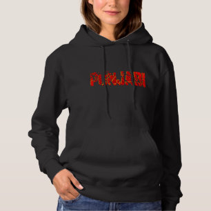 punjabi en diseño de camisetas con capucha roja y 