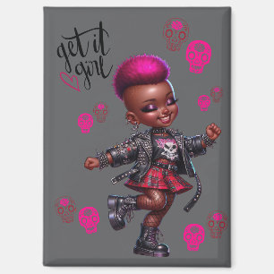 Punk Afro Obtén El Imán Chica