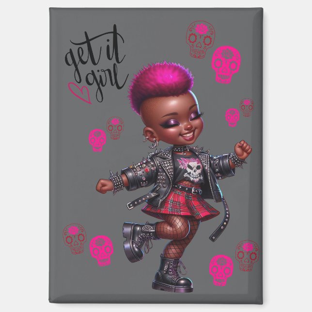 Punk Afro Obtén El Imán Chica (Anverso)