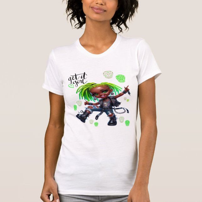 Punk Afro recibe camiseta de Chicas damas (Anverso)
