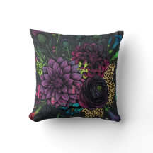 Punk Botánico Almohada Floral Estética Oscura Grun