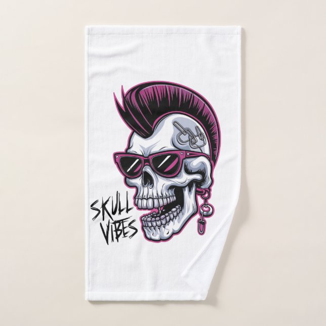 Punk Calavera Vibes. Guay Skull con gafas de sol D (Toalla de mano)