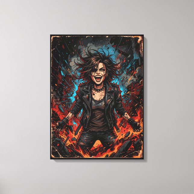 Punk Caos Chica Explosión | Arte Fuego Rebelde Gru (Anverso)