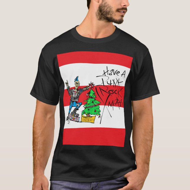 PUNK ROCK XMAS con franjas camisetas (Anverso)