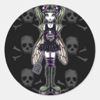 punk "Sadie" Fly Faery Cute Skull Pegatinas
