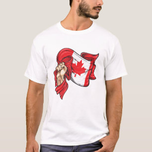 Puño con bandera nacional de la camiseta de Canadá