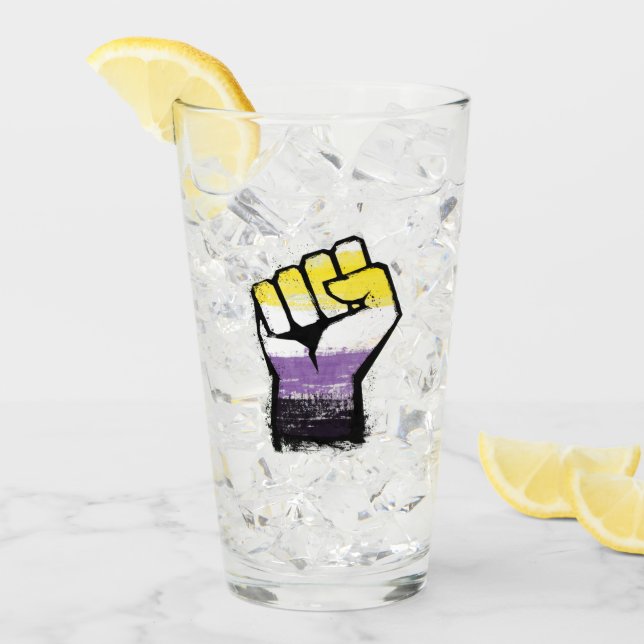 Puño de Orgullo No Binario de Protesta (Anverso (hielo))