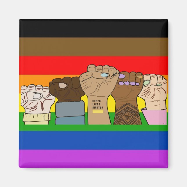Puños de potencia del orgullo / imán BLM (Frente)