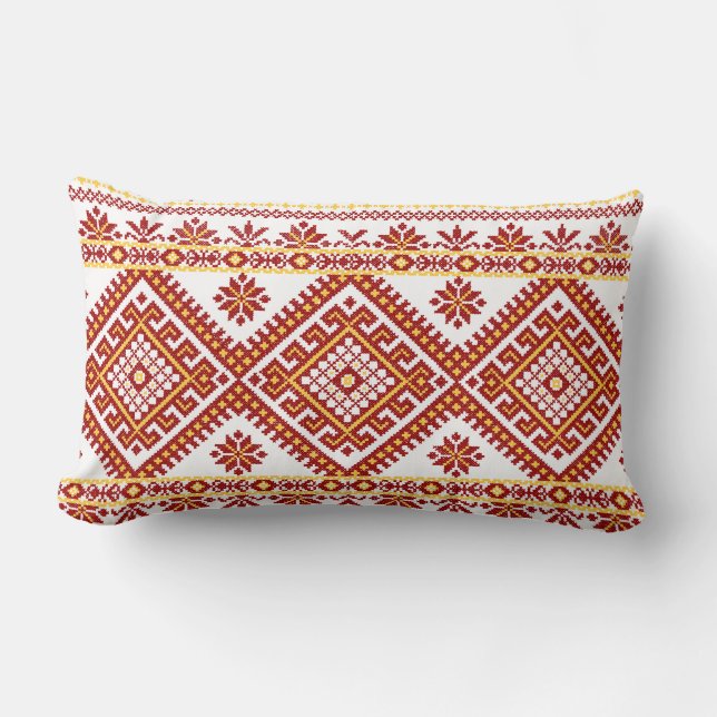 Puntada cruzada ucraniana lumbar de la almohada (Anverso)