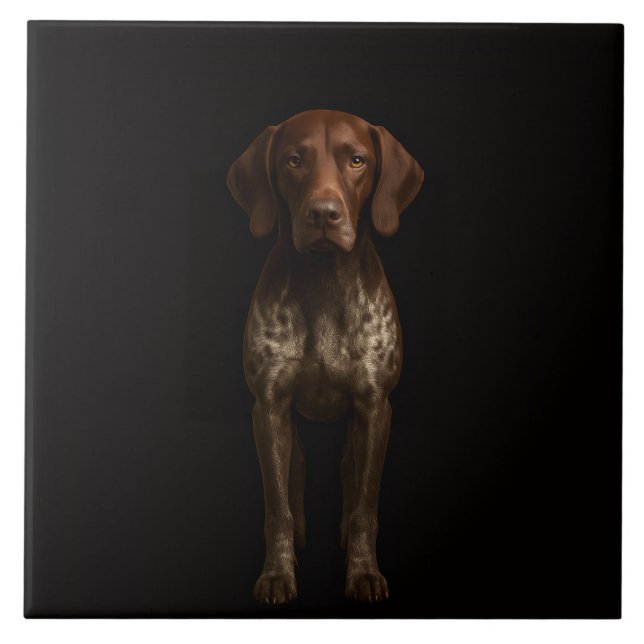 Puntero alemán en baldosa negra 4 Luxe (Frente)