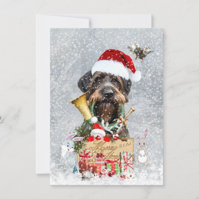 Puntero cableado alemán, tarjeta de caza de jabalí (Anverso)