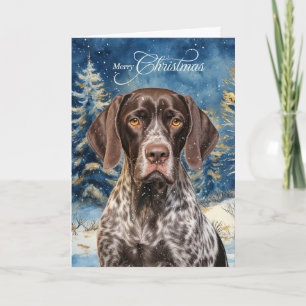 Puntero de pelo corto alemán perro bosque Navidad