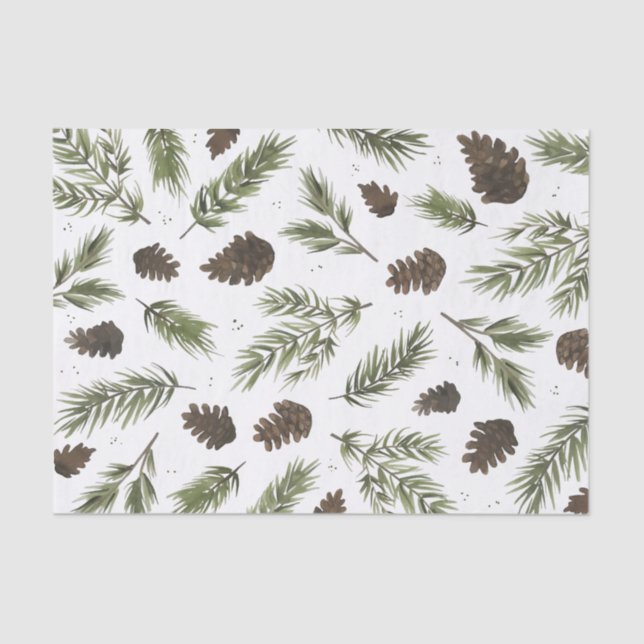 Puntillas del pino de la acuarela, papel seda (Anverso)