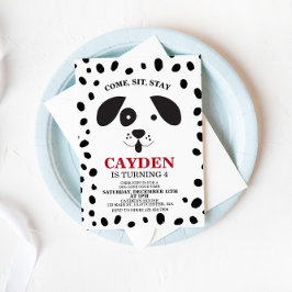 Punto blanco y negro del perro Invitación al cumpl