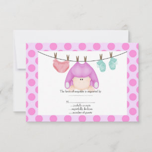 punto de bebé rsvp de línea rosa